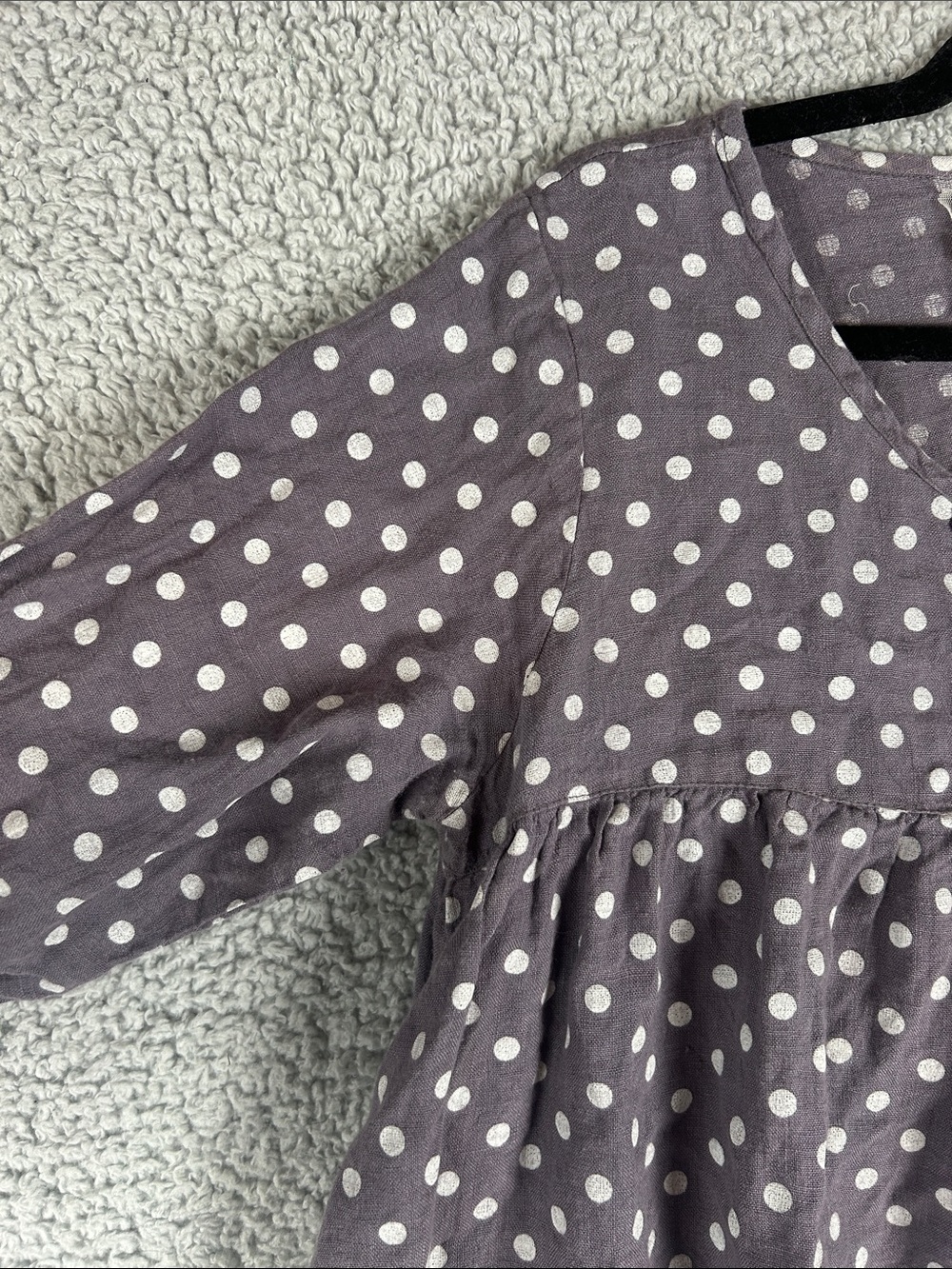 Heart’s Desire by Mary Grace Polka Dot 100% Linen Ruffled Flowy Fit Top Size S - Picture 5 of 16
